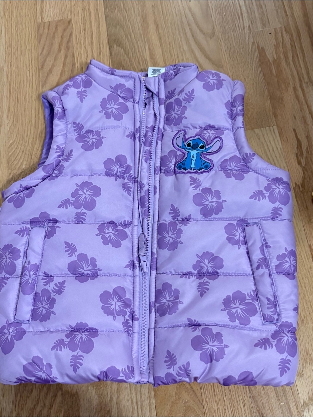 Disney Stitch Purple Puffer Vest NEW 4/5 Lilo Floral Kids